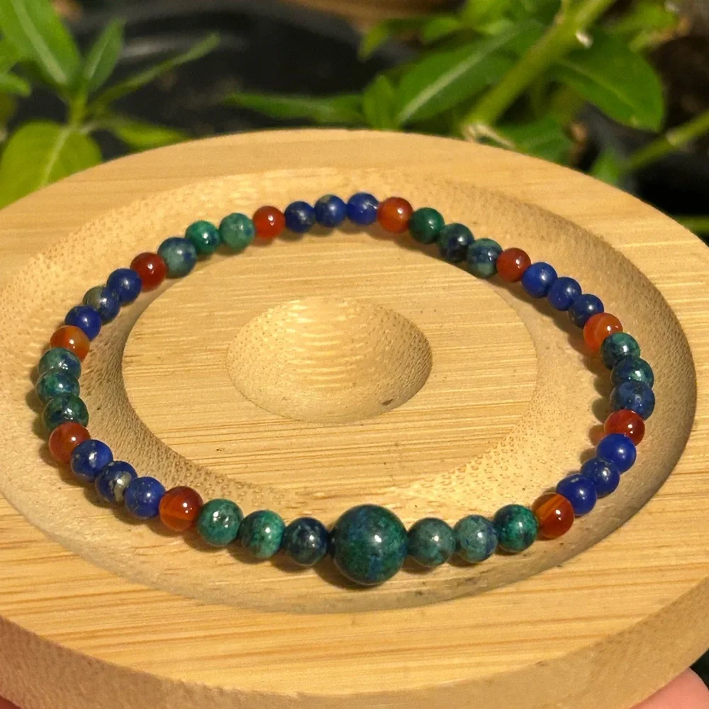 ✨ Handmade Chrysocolla + Lapis Lazuli + Carnelian Colorful Beaded Bracelet